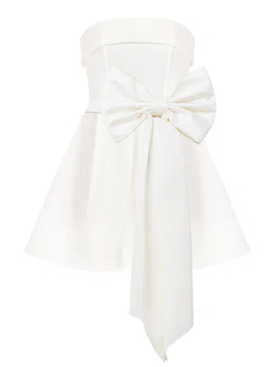 Tia Dorraine Women's Wild Flower Flared Mini Dress With Bow Belt - Pearl White