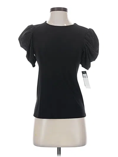 Tiana B Short Sleeve Top Black Keyhole Neckline Tops