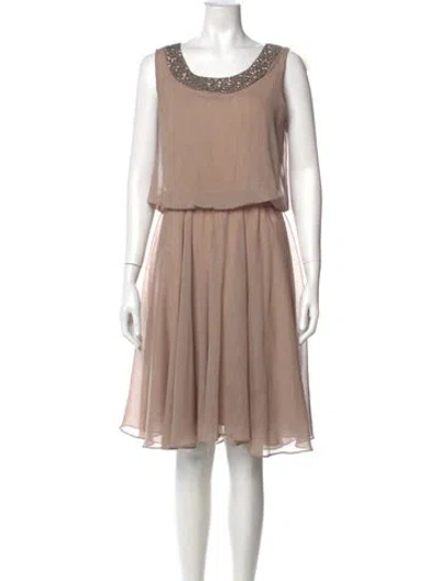 Pre-owned Tiana B Square Neckline Knee-length Dress In Neutral