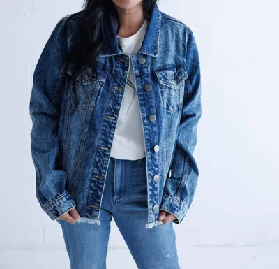 Tiana Designs Bee Denim Jacket In Dark Wash Denim In Multi