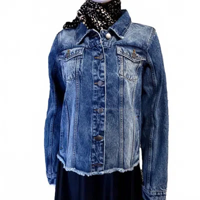 Tiana Designs Women's Cowboy Boots And Hat Cropped Denim Jacket In Blue