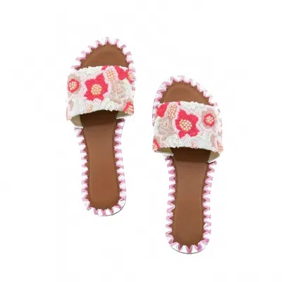 Tiana Designs Women's Hand Beaded Sandals In Raised Flowers In Multi