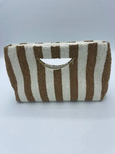 Tiana Floria Cutout Handle Clutch In Ivory/gold