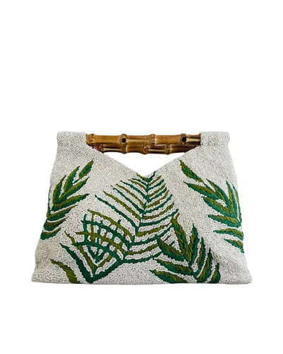Tiana New York Beaded Leaf Bamboo Handle Purse