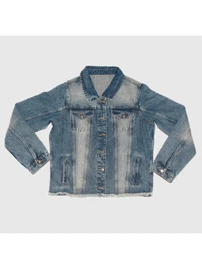Tiana Women's 3d Bee & Denim Jacket In Blue/red