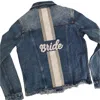 Tiana Women Bride Denim Jacket In Blue/white/silver
