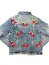Tiana Women Cherries Denim Jacket In Blue