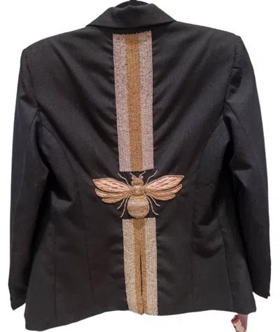 Tiana Women Custom Blazer W/ 3d Bee In Black