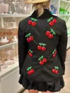 Tiana Women Custom Blazer With Cherries In Black
