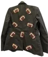 Tiana Women Custom Blazer With Footballs In Black
