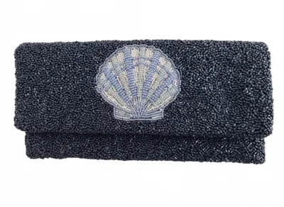 Tiana Women's Fold Over Shell Clutch In Navy In Blue