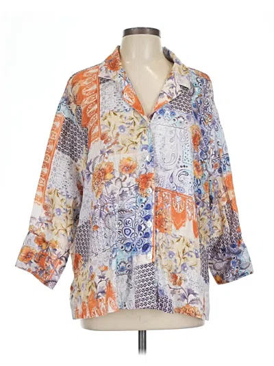 Pre-owned Tianello 3/4 Sleeve Blouse In Orange