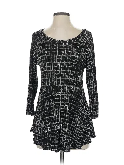 Pre-owned Tianello 3/4 Sleeve Top Black Square Neckline Tops