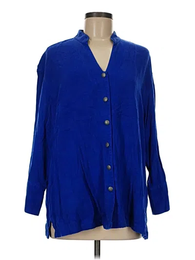 Pre-owned Tianello Long Sleeve Blouse In Blue
