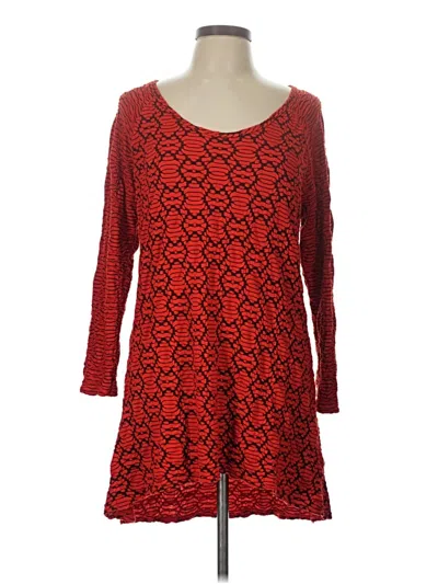 Pre-owned Tianello Long Sleeve Top Red Sweetheart Neckline Tops