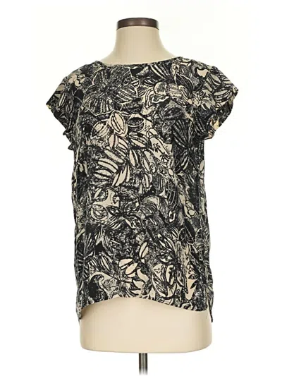 Pre-owned Tianello Short Sleeve Silk Top Black Keyhole Neckline Tops