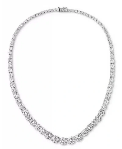 Pre-owned Tiara Macys  Cubic Zirconia Graduated 18" Collar Necklace In Sterling Silver