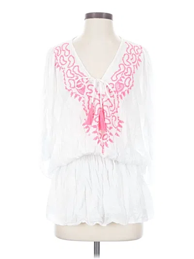 Pre-owned Tiare Hawaii 3/4 Sleeve Blouse In White