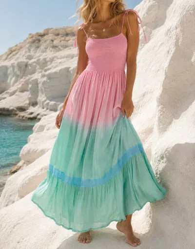 Tiare Hawaii Avalon Maxi Dress In Flamingo Teal Ombre In Multi