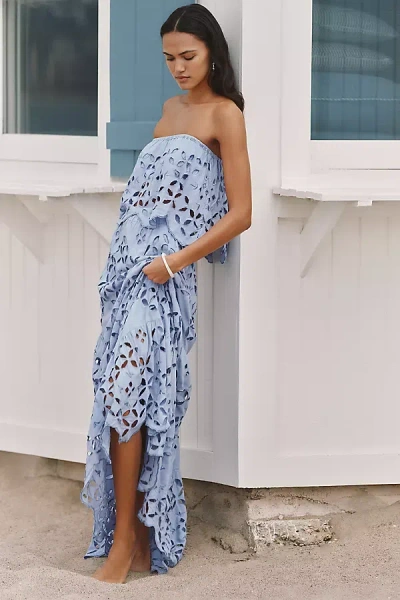 Tiare Hawaii Bora Bora Embroidered Midi Skirt In Blue