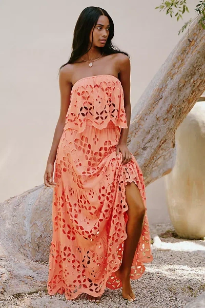Tiare Hawaii Bora Bora Embroidered Midi Skirt In Pink