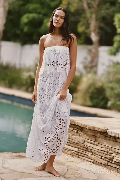 Tiare Hawaii Bora Bora Embroidered Midi Skirt In White