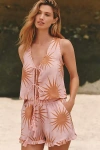 Tiare Hawaii Eclipse Linen Tie-front Top In Pink