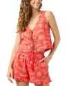 Tiare Hawaii Eclipse Linen Tie-front Tank Top In Brown