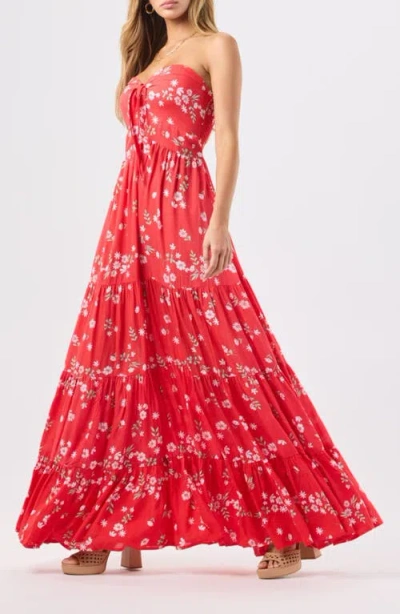 Tiare Hawaii Gardenia Maxi Dress In Red