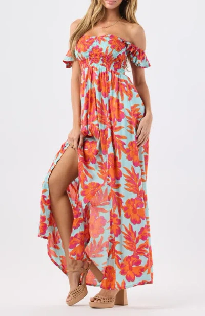 Tiare Hawaii Hollie Floral Maxi Cover-up Dress In Orange