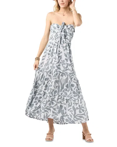 Tiare Hawaii Lei Strapless Tiered Dress In Blue