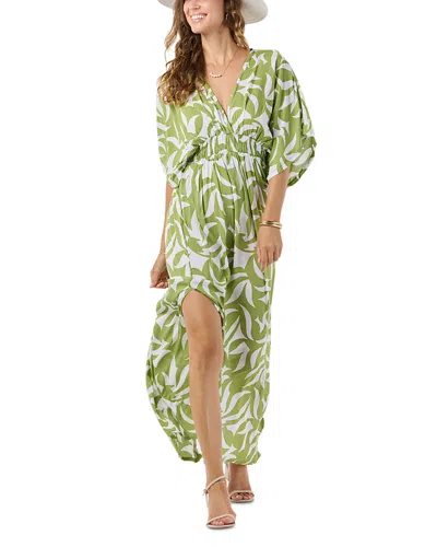 Tiare Hawaii Levine Maxi Dress In Abstract Geo Green