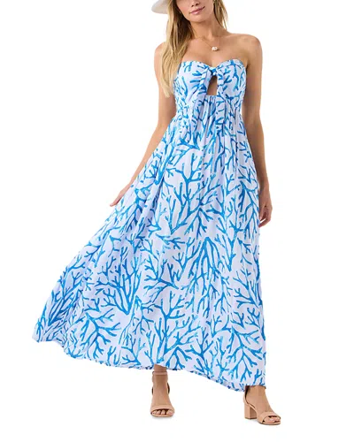 Tiare Hawaii Makani Tie Front Maxi Dress In Blue