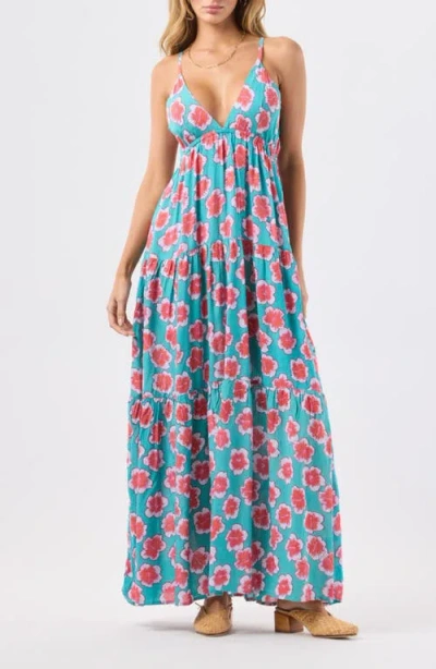 Tiare Hawaii Micah Floral Maxi Dress In Blue