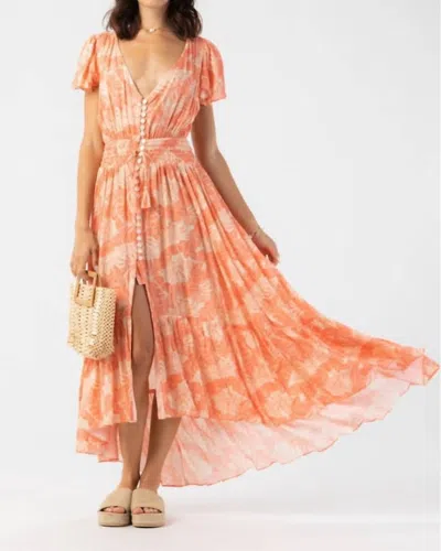 Tiare Hawaii New Moon Maxi Dress Naturals In Banana Leaves Coral In Pink