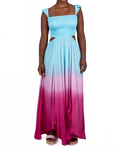Tiare Hawaii Ombre Smocked Amber Maxi Dress In Turquoise /violet In Multi