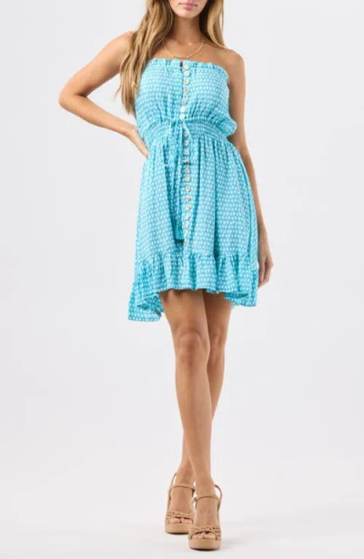 Tiare Hawaii Ryden Tie Dye Strapless Dress In Blue