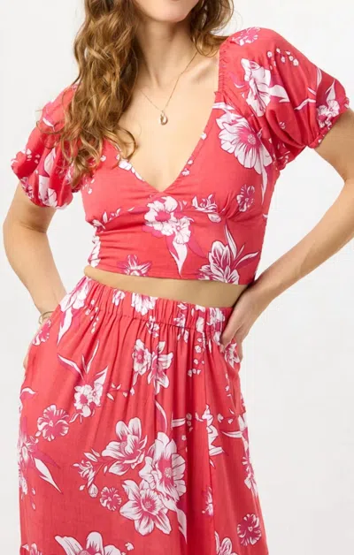 Tiare Hawaii Selkie Wide V-neck Top In Red In Pink