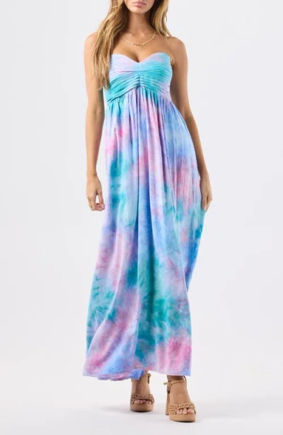 Tiare Hawaii Shawna Strapless Maxi Dress In Blue