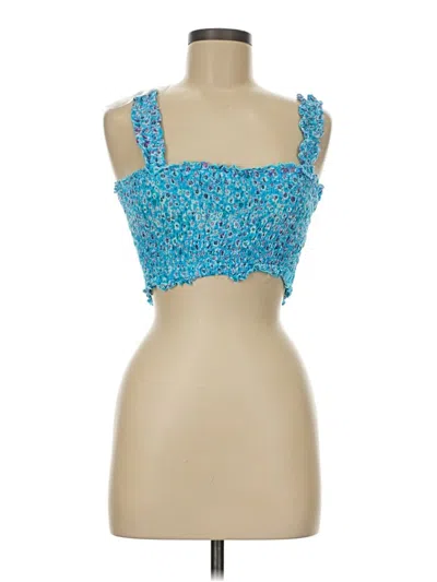 Pre-owned Tiare Hawaii Sleeveless Top Blue Sweetheart Neckline Tops