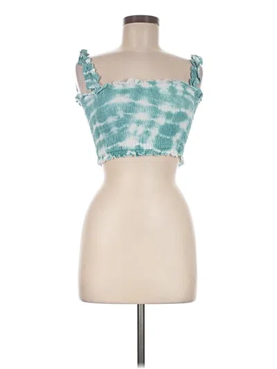 Pre-owned Tiare Hawaii Sleeveless Top Teal Sweetheart Neckline Tops