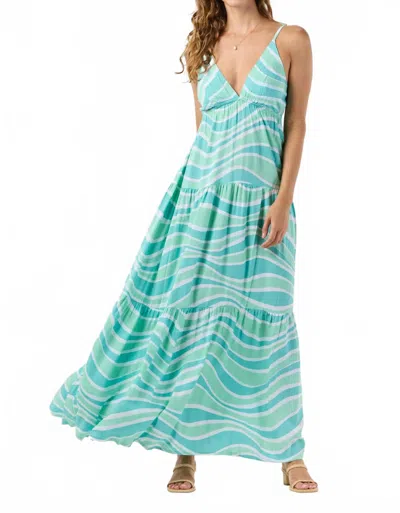 Tiare Hawaii Waikiki Maxi Dress In Wavey Teal In Blue