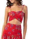 Tiare Hawaii Women's Havana Smocked Crop Top In Red Havana