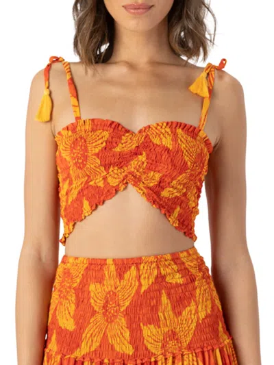 Tiare Hawaii Women's Havana Smocked Crop Top In Sunflower