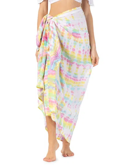 Tiare Hawaii Women's Tie Dye Sarong Cover Up In White