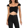 Tiare Hawaii Womens Stretch Ruched Cropped In Black