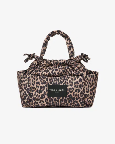 Tiba + Marl Babies'  Mini Luna Drawstring Stroller Bag Leopard Print In Brown