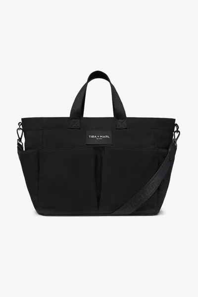 Tiba + Marl Logo-patch Canvas Tote Bag In Black
