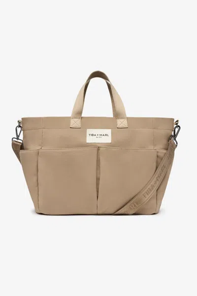Tiba + Marl Logo-patch Canvas Tote Bag In Neutrals