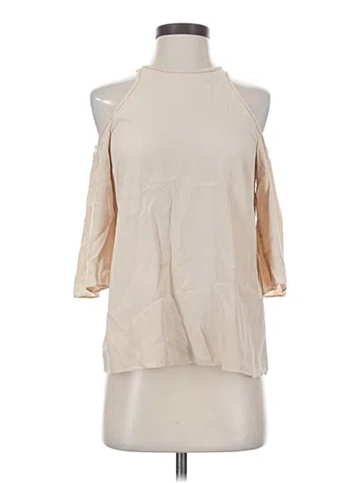 Pre-owned Tibi 3/4 Sleeve Silk Top Tan Cold Shoulder Neckline Tops